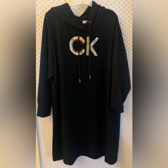 Calvin Klein Other - ✨⭐️✨⭐️🌟 CALVIN KLEIN PULLOVER SPARKLE FRONT PLUS SIZE HOODIE DRESS!